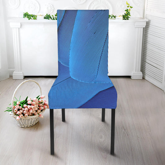 Blue Feather Print Dining Chair Slipcover