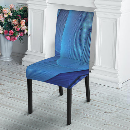 Blue Feather Print Dining Chair Slipcover
