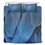 Blue Feather Print Duvet Cover Bedding Set