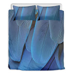 Blue Feather Print Duvet Cover Bedding Set
