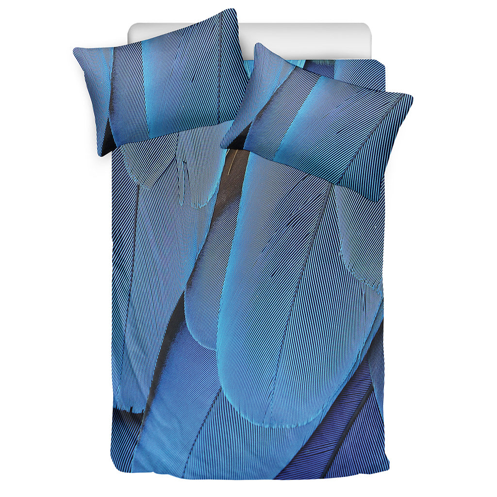 Blue Feather Print Duvet Cover Bedding Set