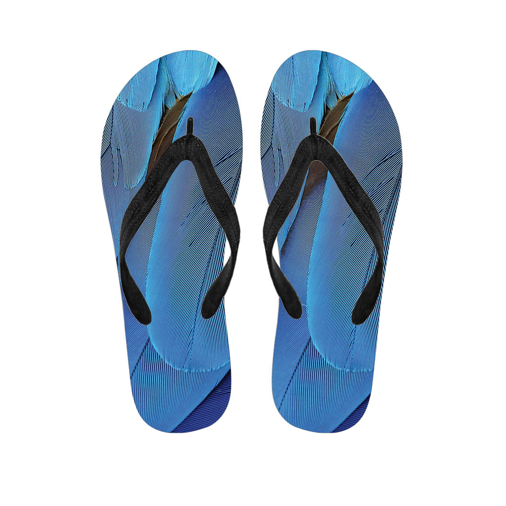 Blue Feather Print Flip Flops