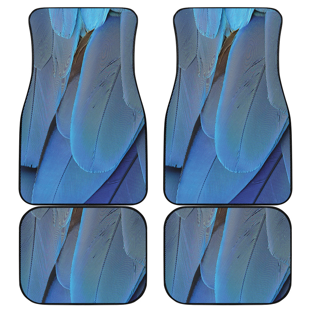 Blue Feather Print Front and Back Car Floor Mats