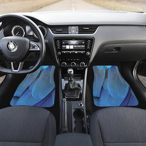 Blue Feather Print Front and Back Car Floor Mats