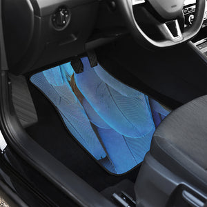 Blue Feather Print Front and Back Car Floor Mats