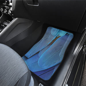 Blue Feather Print Front and Back Car Floor Mats