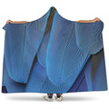 Blue Feather Print Hooded Blanket