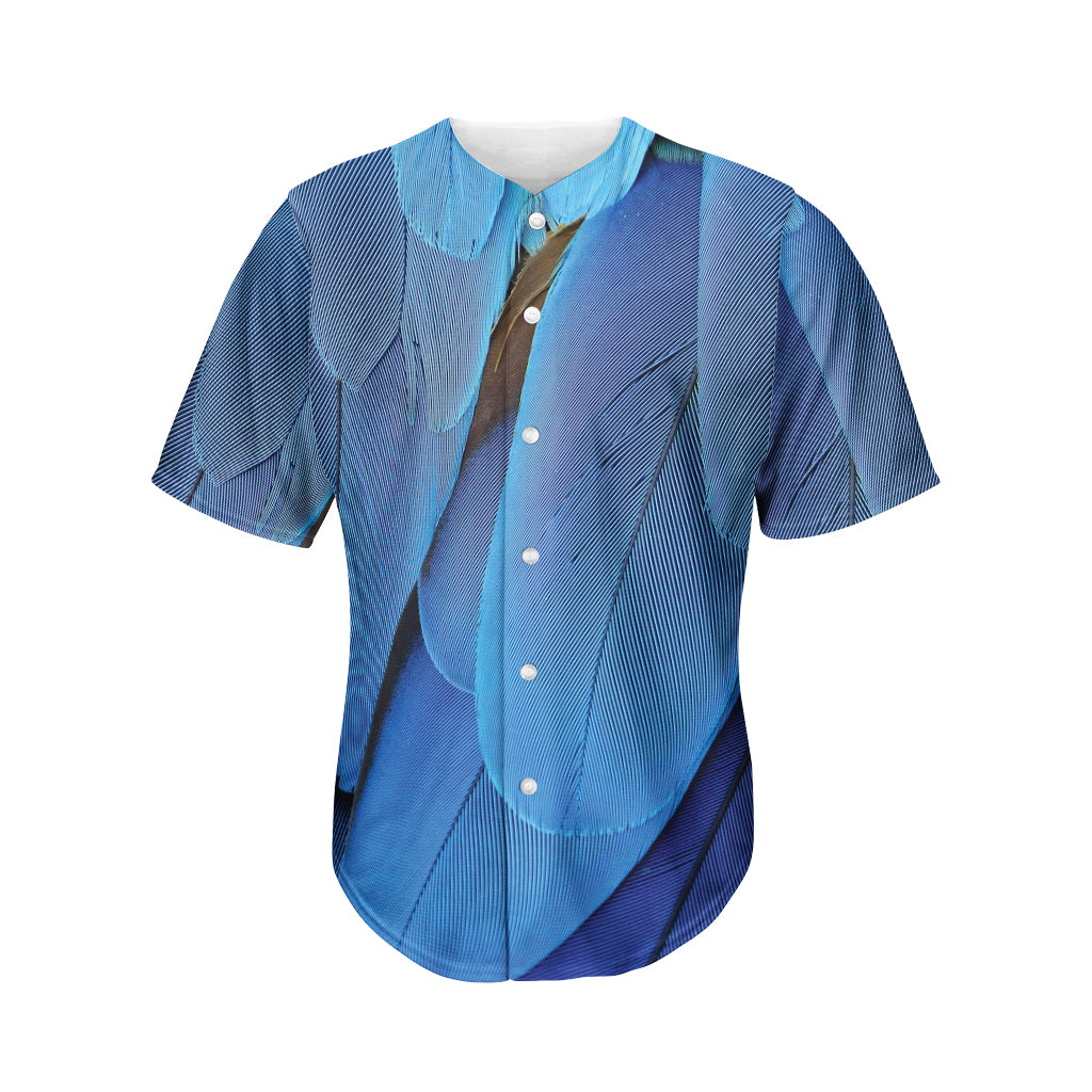 Blue Feather Print Men's Baseball Jersey