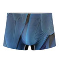 Blue Feather Print Men's Boxer Briefs