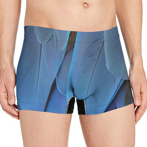 Blue Feather Print Men's Boxer Briefs