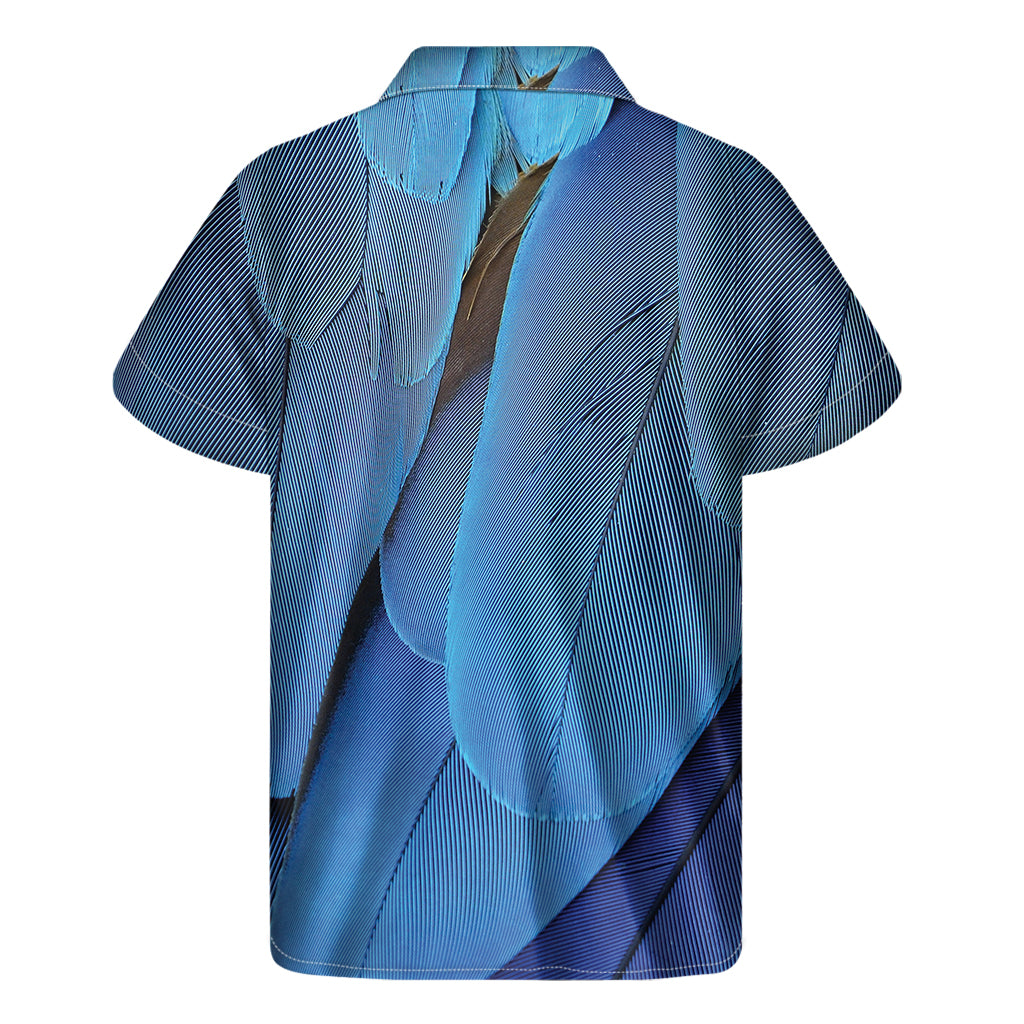 Blue Feather Print Men's Short Sleeve Shirt