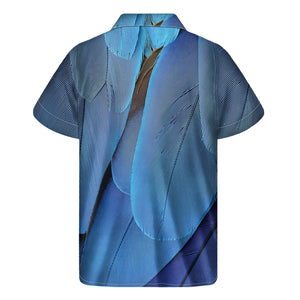 Blue Feather Print Men's Short Sleeve Shirt