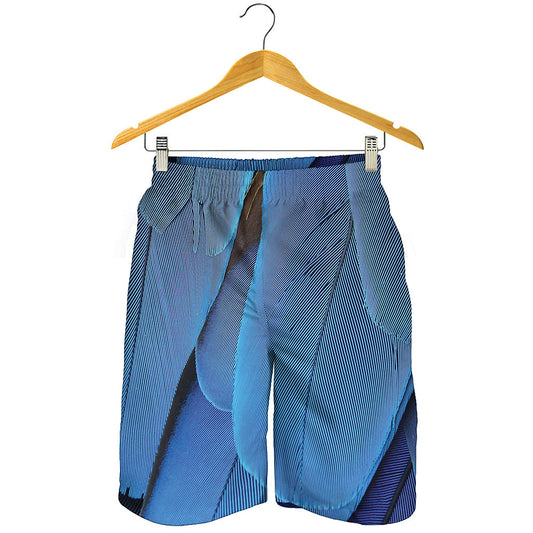 Blue Feather Print Men's Shorts