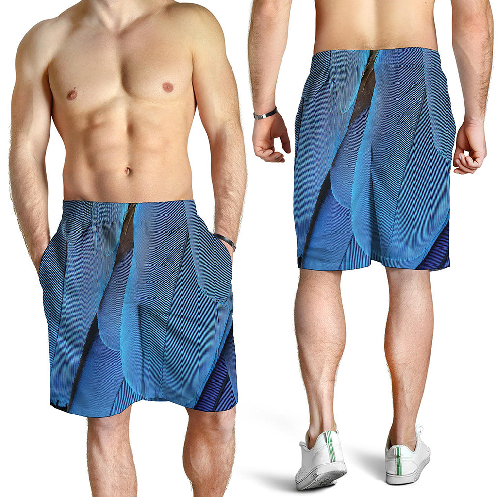 Blue Feather Print Men's Shorts