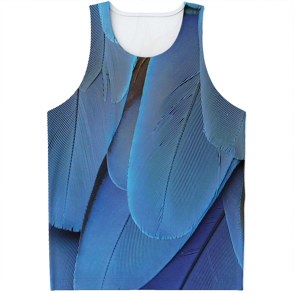 Blue Feather Print Men's Tank Top