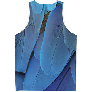 Blue Feather Print Men's Tank Top