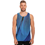 Blue Feather Print Men's Tank Top