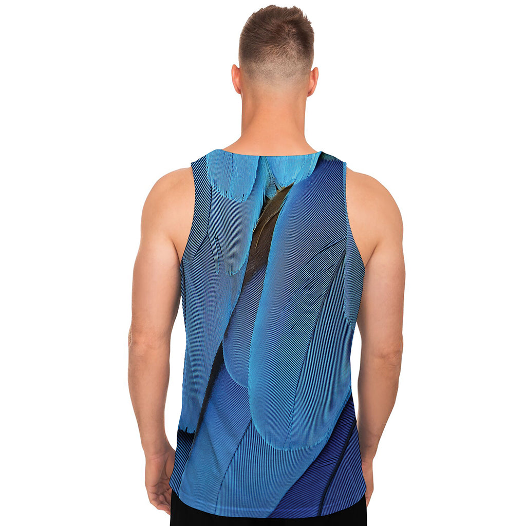 Blue Feather Print Men's Tank Top