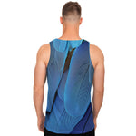 Blue Feather Print Men's Tank Top