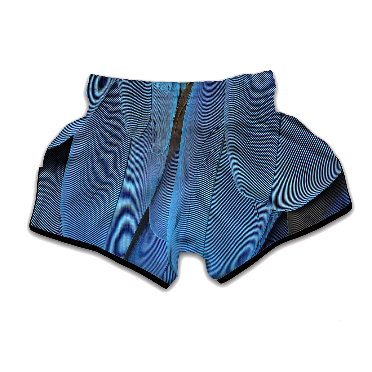 Blue Feather Print Muay Thai Boxing Shorts