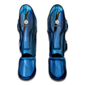 Blue Feather Print Muay Thai Shin Guards