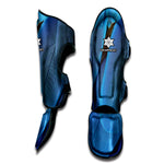 Blue Feather Print Muay Thai Shin Guard