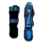 Blue Feather Print Muay Thai Shin Guard