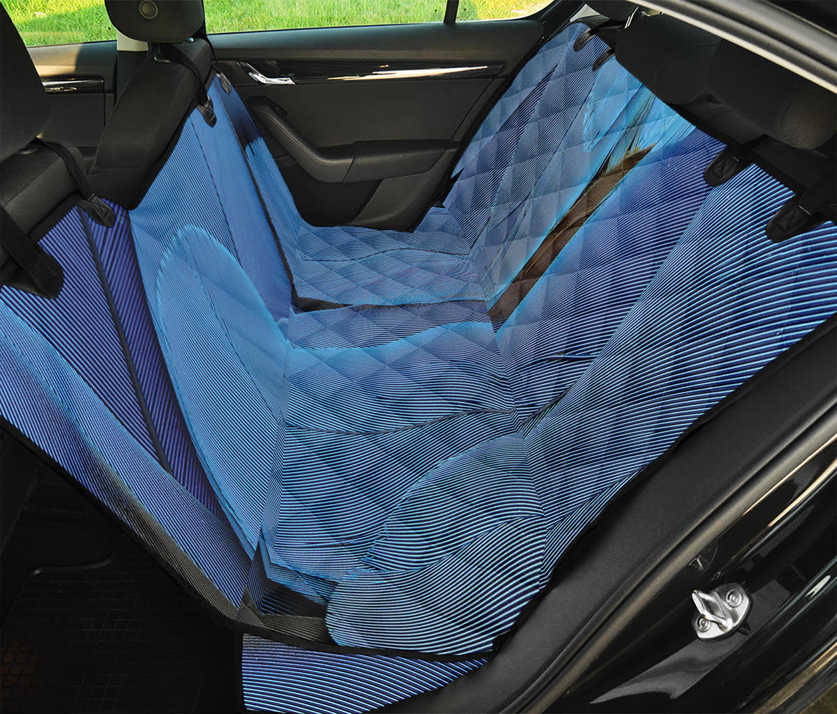 Blue Feather Print Pet Car Back Seat Cover