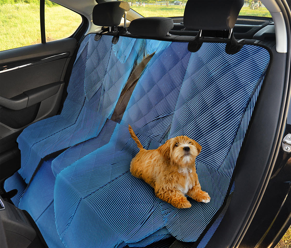 Blue Feather Print Pet Car Back Seat Cover