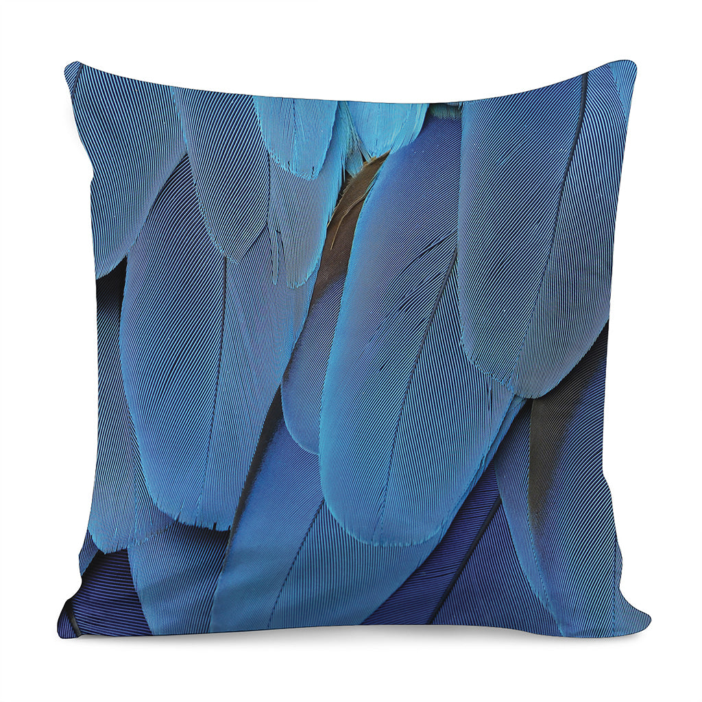 Blue Feather Print Pillow Cover