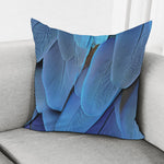 Blue Feather Print Pillow Cover