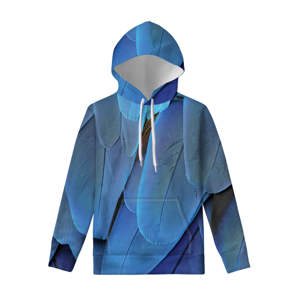 Blue Feather Print Pullover Hoodie