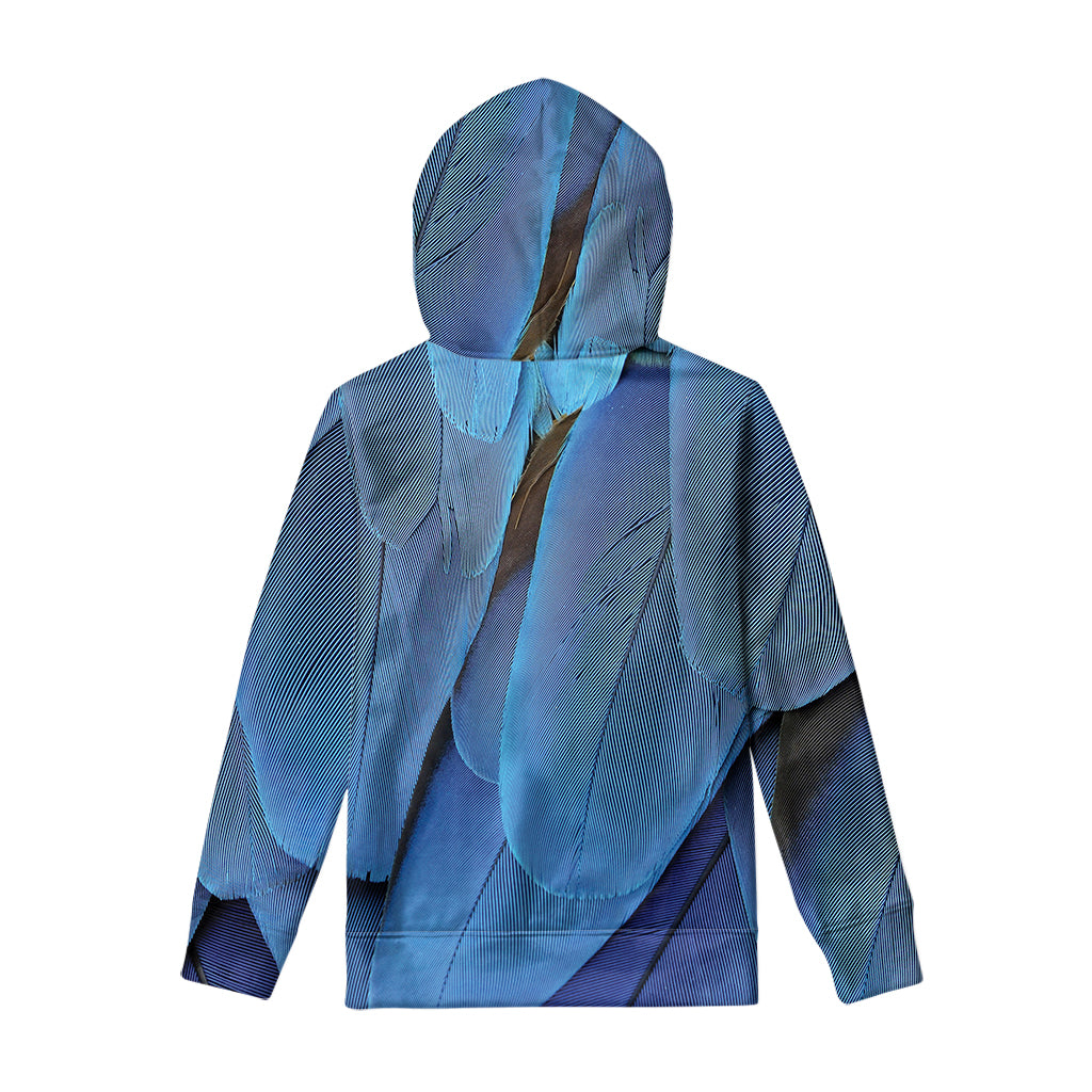 Blue Feather Print Pullover Hoodie