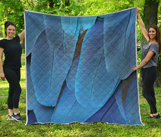 Blue Feather Print Quilt