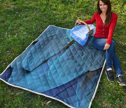 Blue Feather Print Quilt