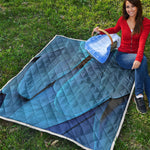 Blue Feather Print Quilt