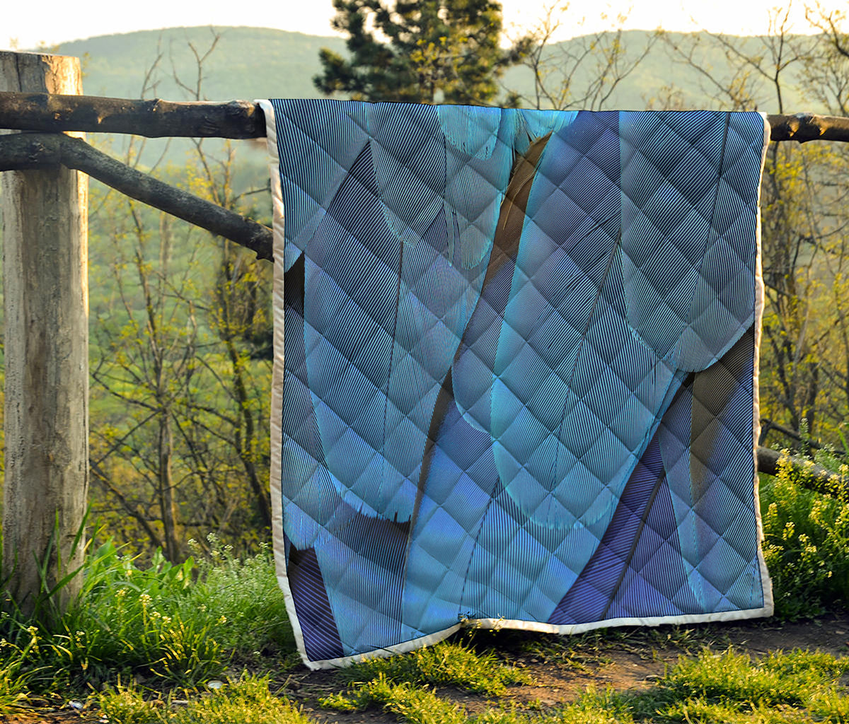 Blue Feather Print Quilt