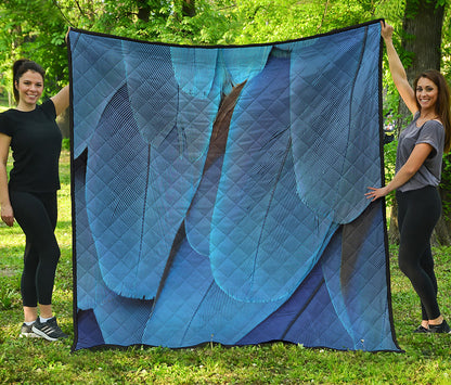 Blue Feather Print Quilt