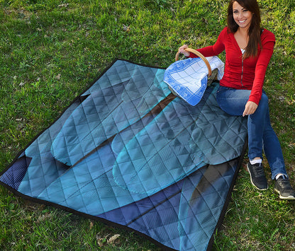 Blue Feather Print Quilt
