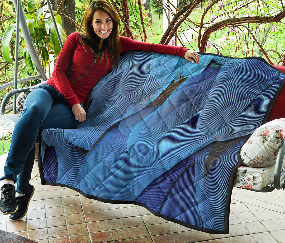 Blue Feather Print Quilt