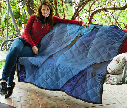 Blue Feather Print Quilt