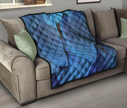 Blue Feather Print Quilt