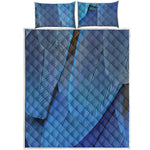 Blue Feather Print Quilt Bed Set