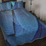 Blue Feather Print Quilt Bed Set