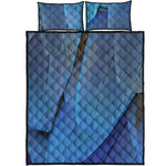 Blue Feather Print Quilt Bed Set