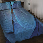 Blue Feather Print Quilt Bed Set