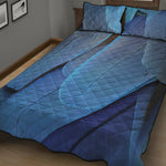 Blue Feather Print Quilt Bed Set