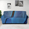 Blue Feather Print Sofa Cover