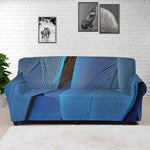 Blue Feather Print Sofa Cover