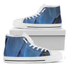 Blue Feather Print White High Top Shoes